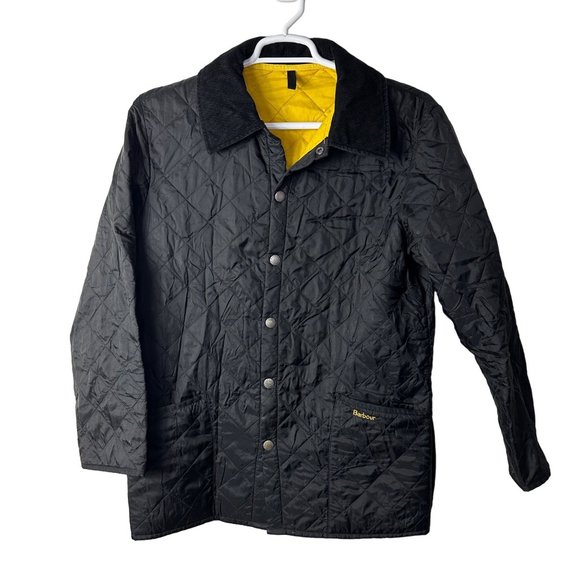 Barbour Men's Small Liddesdale Jacket Quilted Black Button Up - Picture 1 of 10